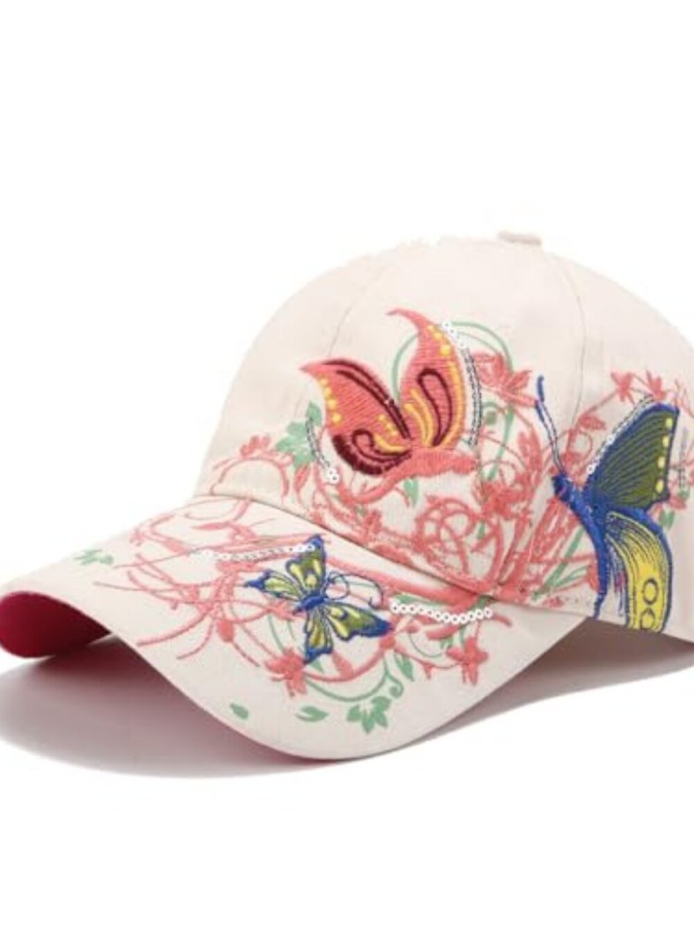 Women's Adjustable Trucker Hat Cute Trendy Embroidered Butterfly Baseball Cap